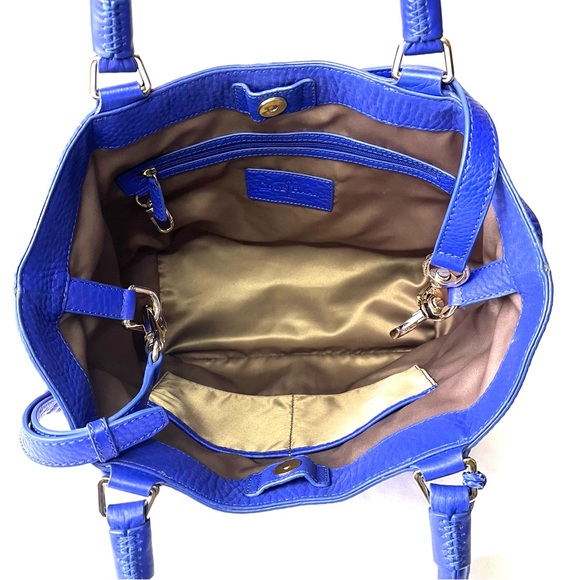 Cole Haan Blue Pebbled Leather Tote Crossbody Bag - Picture 10 of 14
